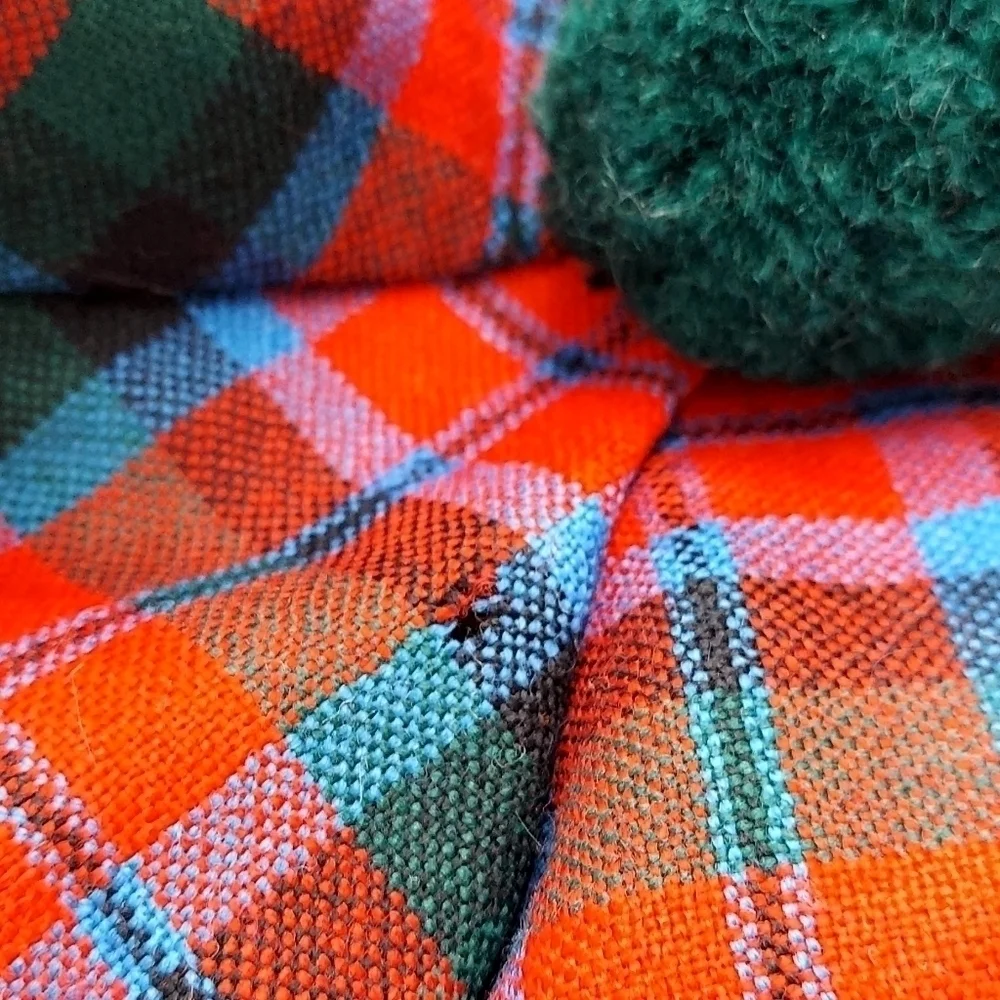 VTG Scottish Tam O'Shanter Beret Pom Pom Plaid 100% Wool Lined Made in Scotland - Picture 8 of 16